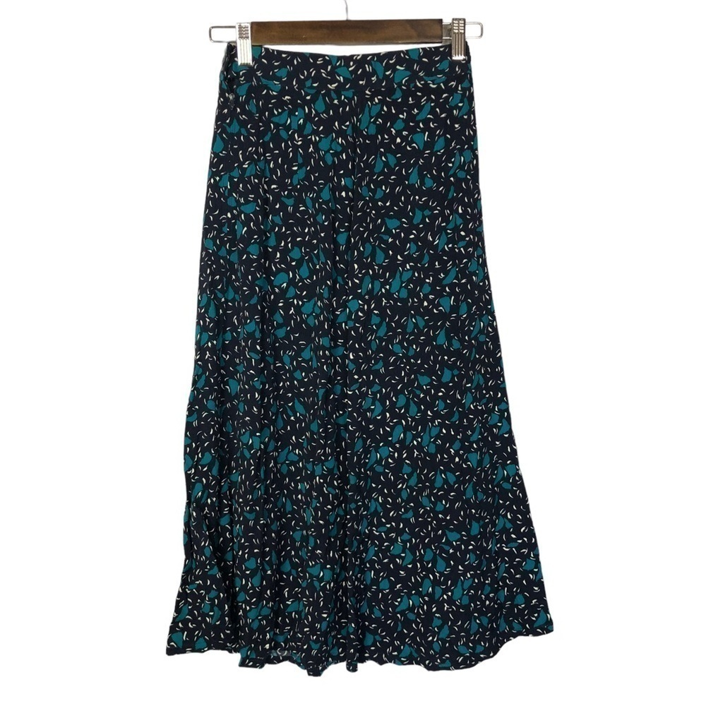 Vintage‎ Gianni Petite Blue Printed Midi Skirt 4 - Picture 2 of 5